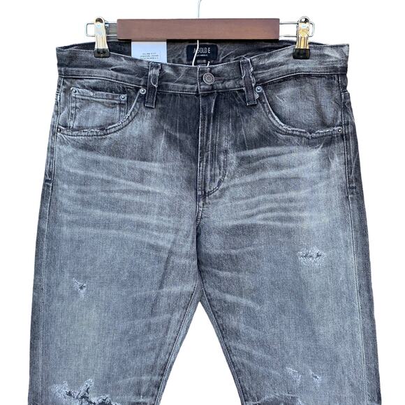 New Agolde Men Slim Fit Rockwell Gray Denim Distressed Destroyed Jeans Sz 32 - Picture 4 of 12